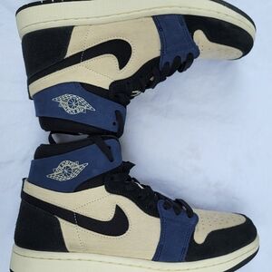 Nike Air Jordan 1 Zoom DV1305-104 High Top Suade Sneaker Black Blue Beige Size 9